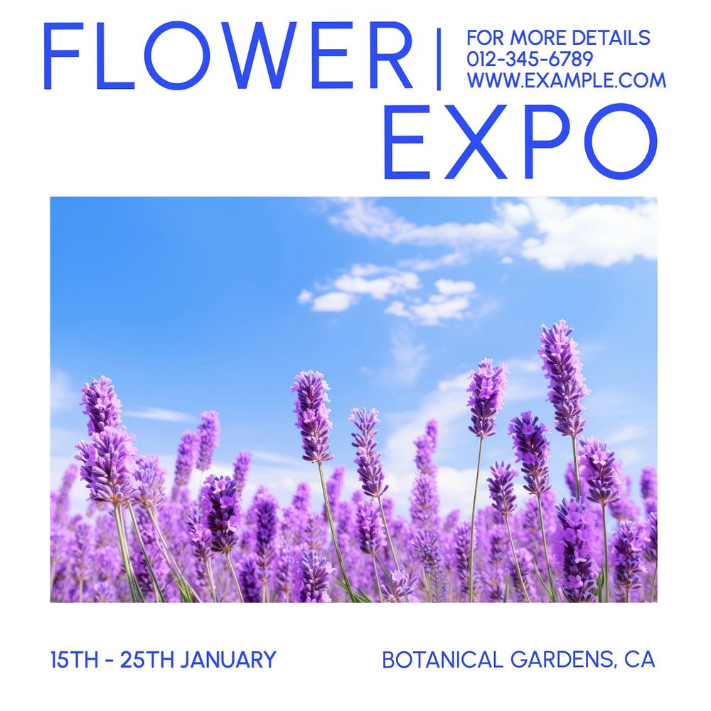 Flower expo Instagram post template, editable text