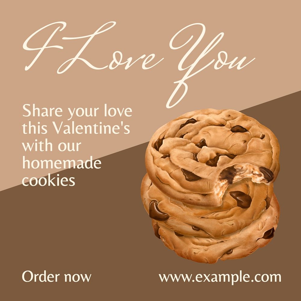 Valentine's cookies Instagram post template, editable text