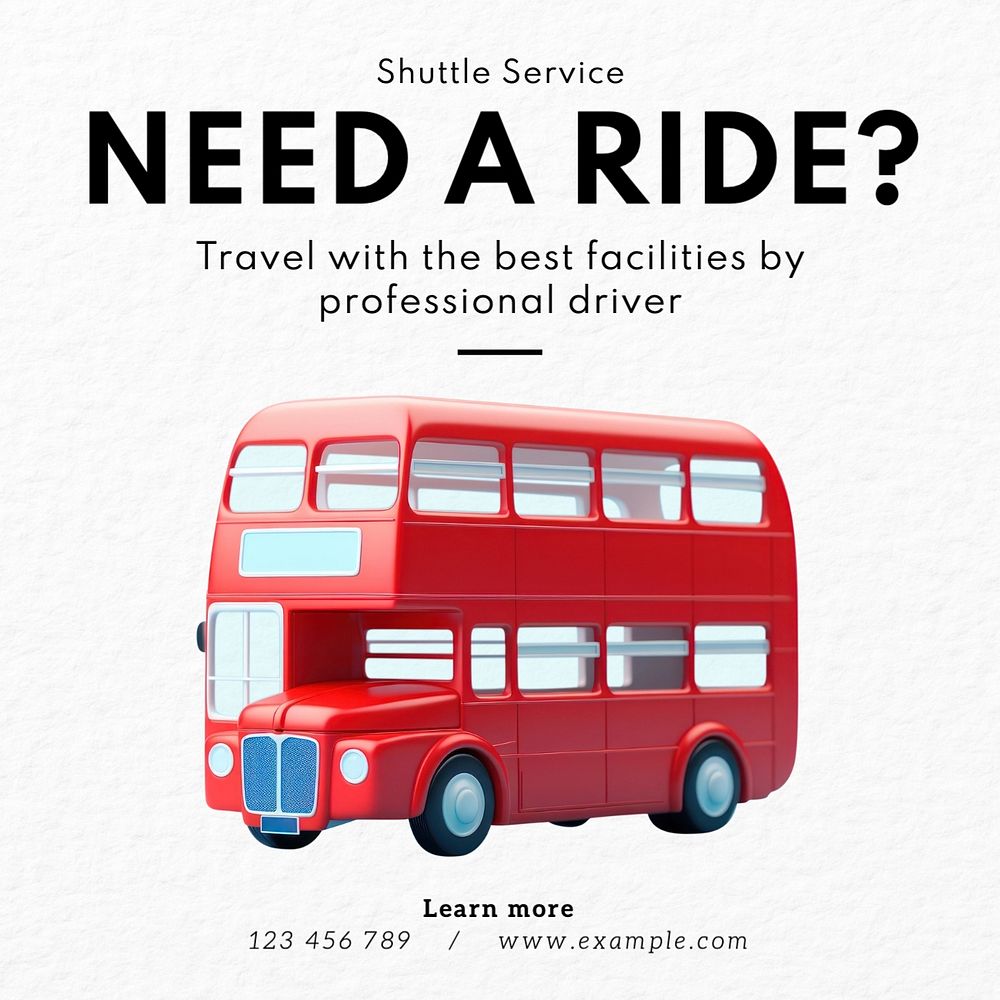 Shuttle service Instagram post template, editable text