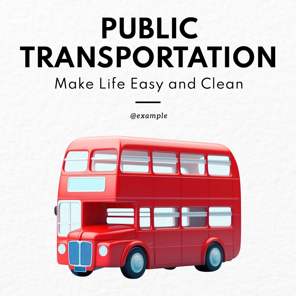 Public transportation Instagram post template, editable text