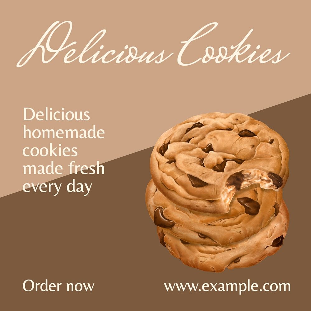 Delicious cookies Instagram post template, editable text