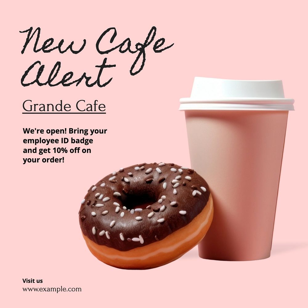 New cafe Instagram post template, editable text