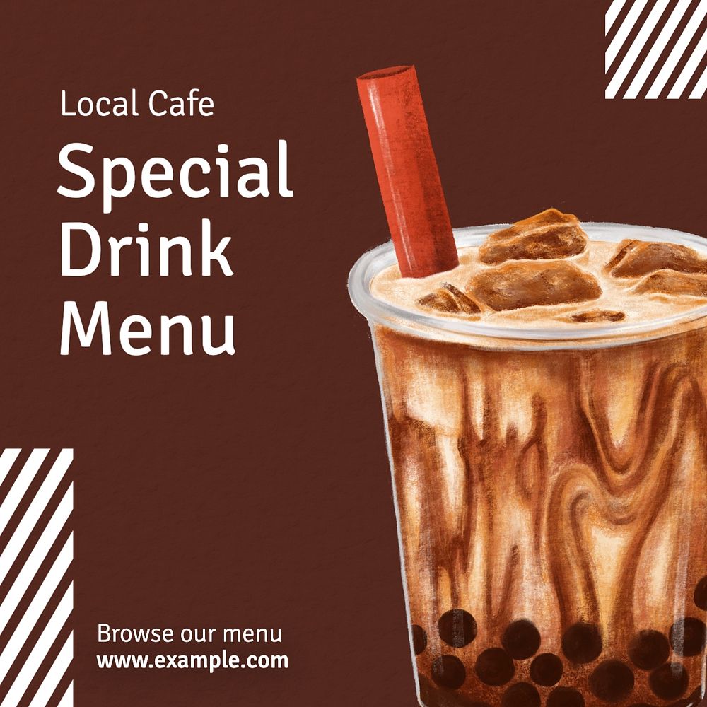 Special drink menu Instagram post template, editable text