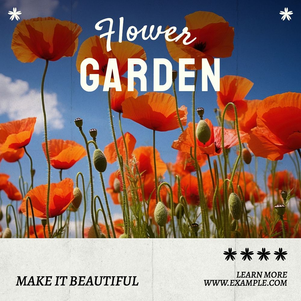 Flower garden Instagram post template, editable text