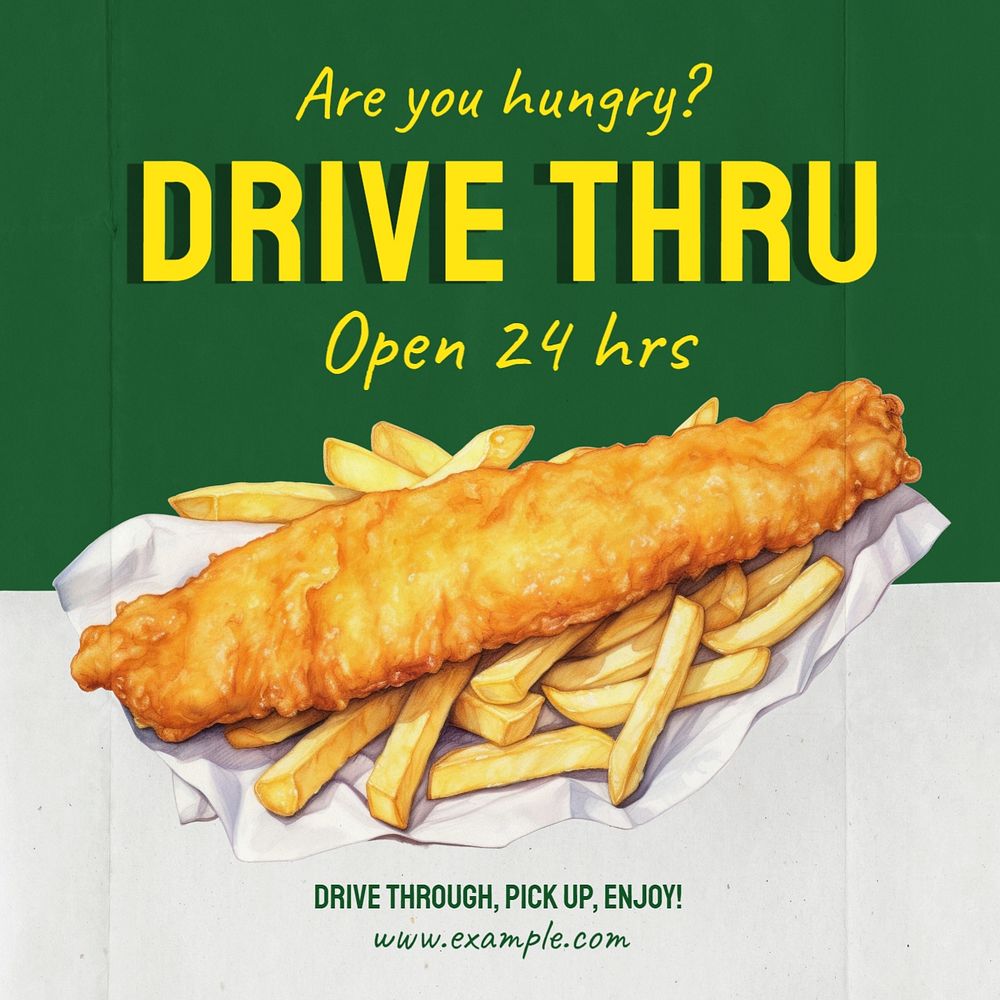 Drive thru Instagram post template, editable text