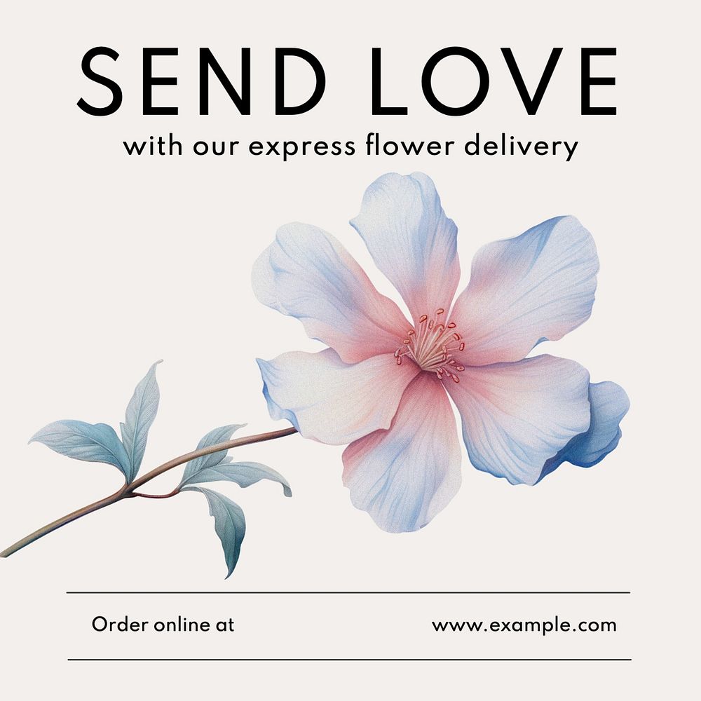 Flower delivery Instagram post template, editable text