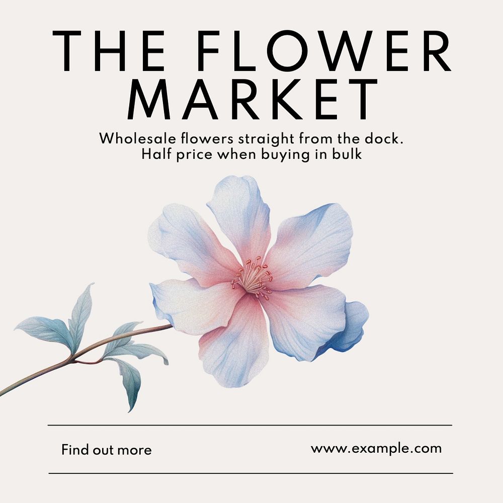 The flower market Instagram post template, editable text