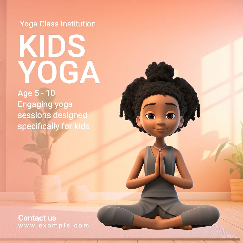 Kids yoga sessions Instagram post template, editable text