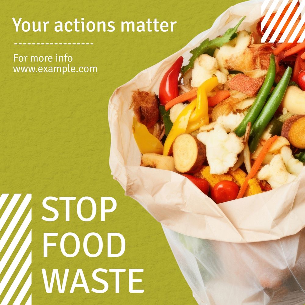 Stop food waste Instagram post template, editable text