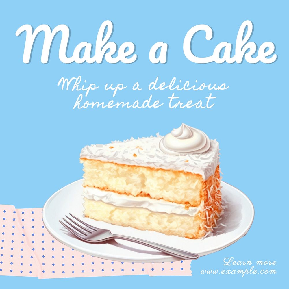 Cake making Instagram post template, editable text