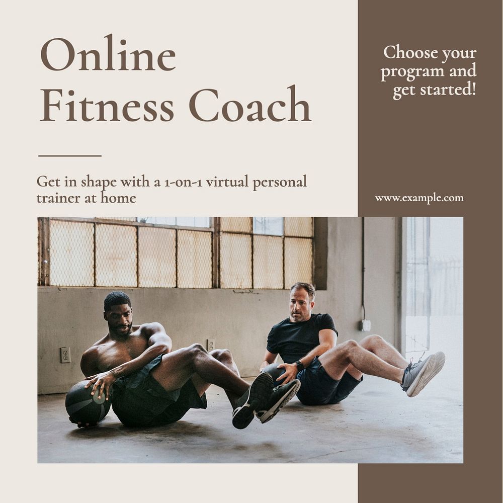 Online fitness coach Instagram post template, editable text