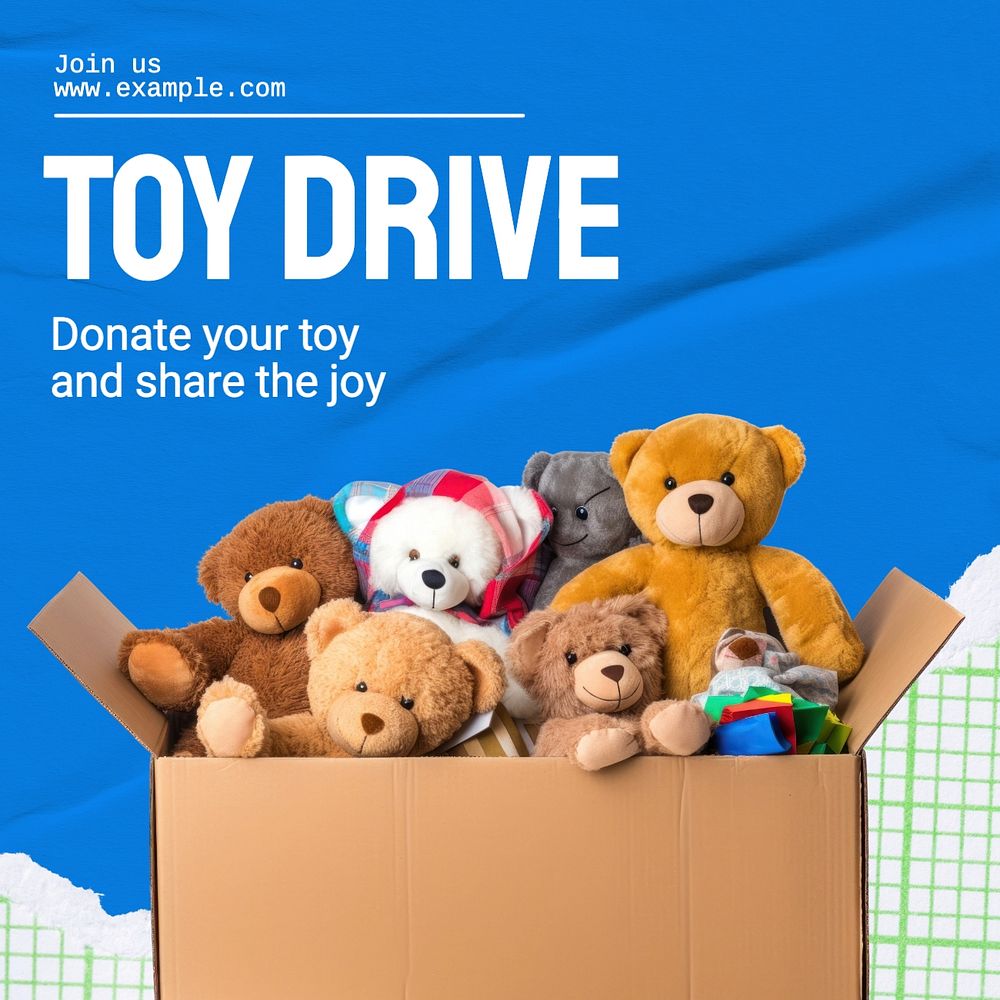 Toy drive Instagram post template, editable text