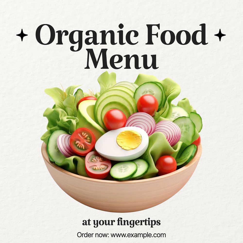 Organic food menu Instagram post template, editable text