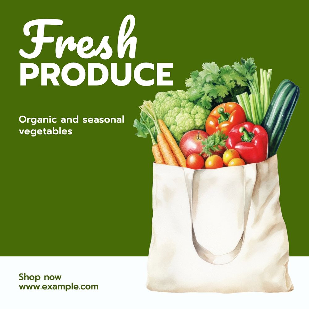 Fresh produce Instagram post template, editable text