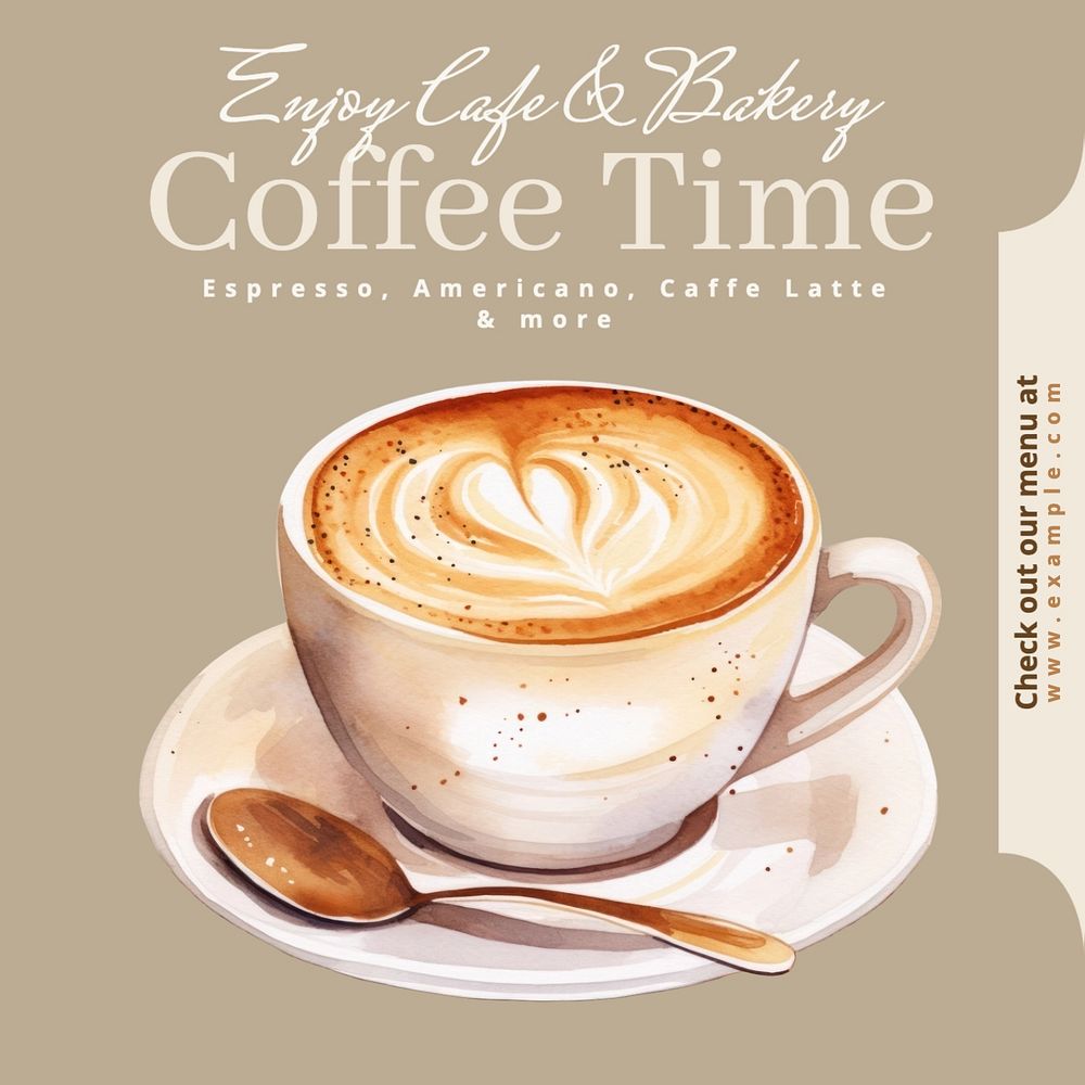 Coffee time Instagram post template, editable text