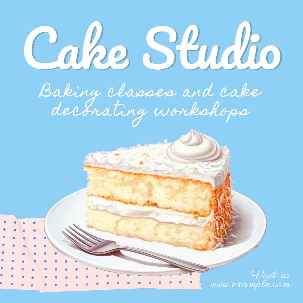 Cake studio Instagram post template, editable text