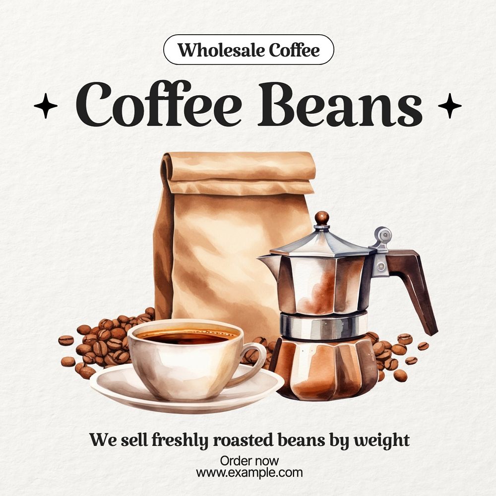 Coffee beans Instagram post template, editable text