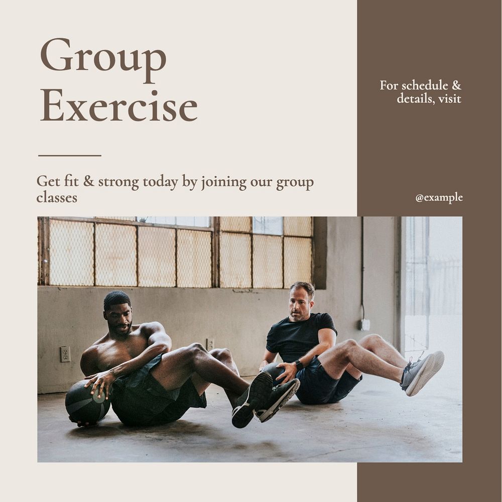 Group exercise Instagram post template, editable text