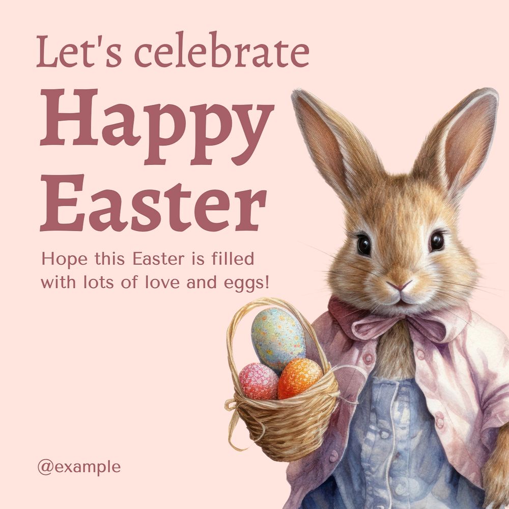 Happy Easter Instagram post template, editable text