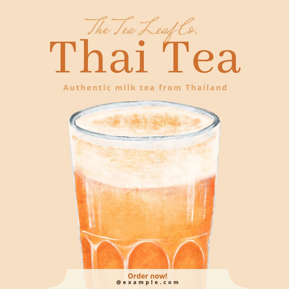 Thai tea Instagram post template, editable text