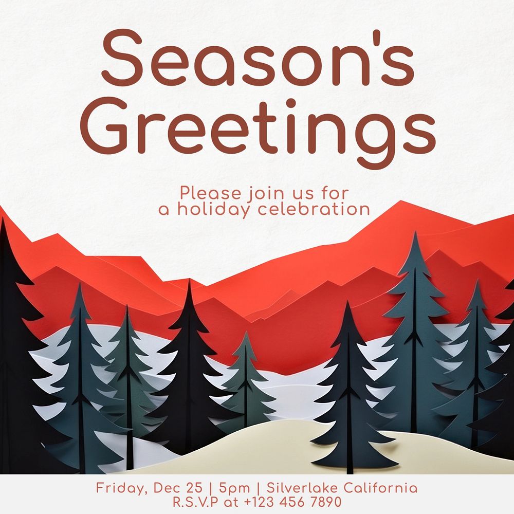 Season's greetings Instagram post template, editable text