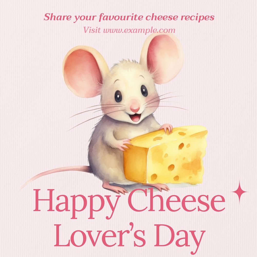 Cheese lover's day Instagram post template, editable text