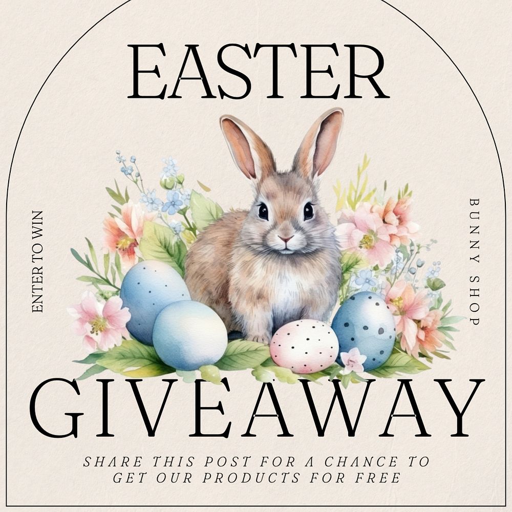 Easter giveaway Instagram post template, editable text