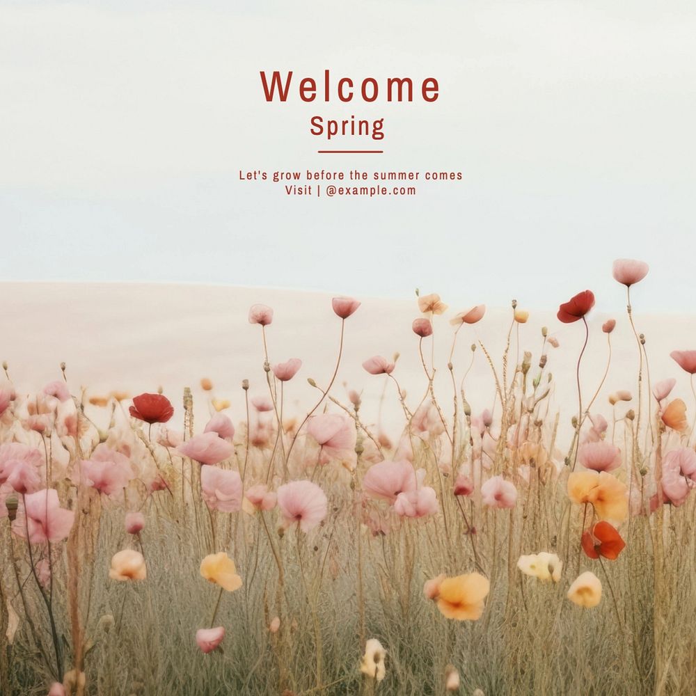 Welcome spring Instagram post template, editable text