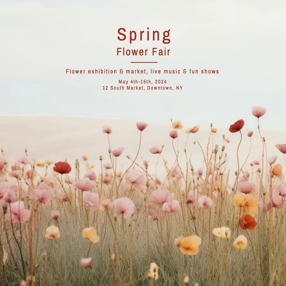 Spring flower fair Instagram post template, editable text