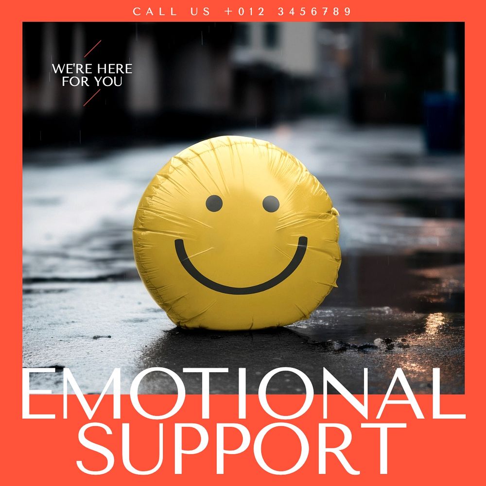 Emotional support Instagram post template, editable text