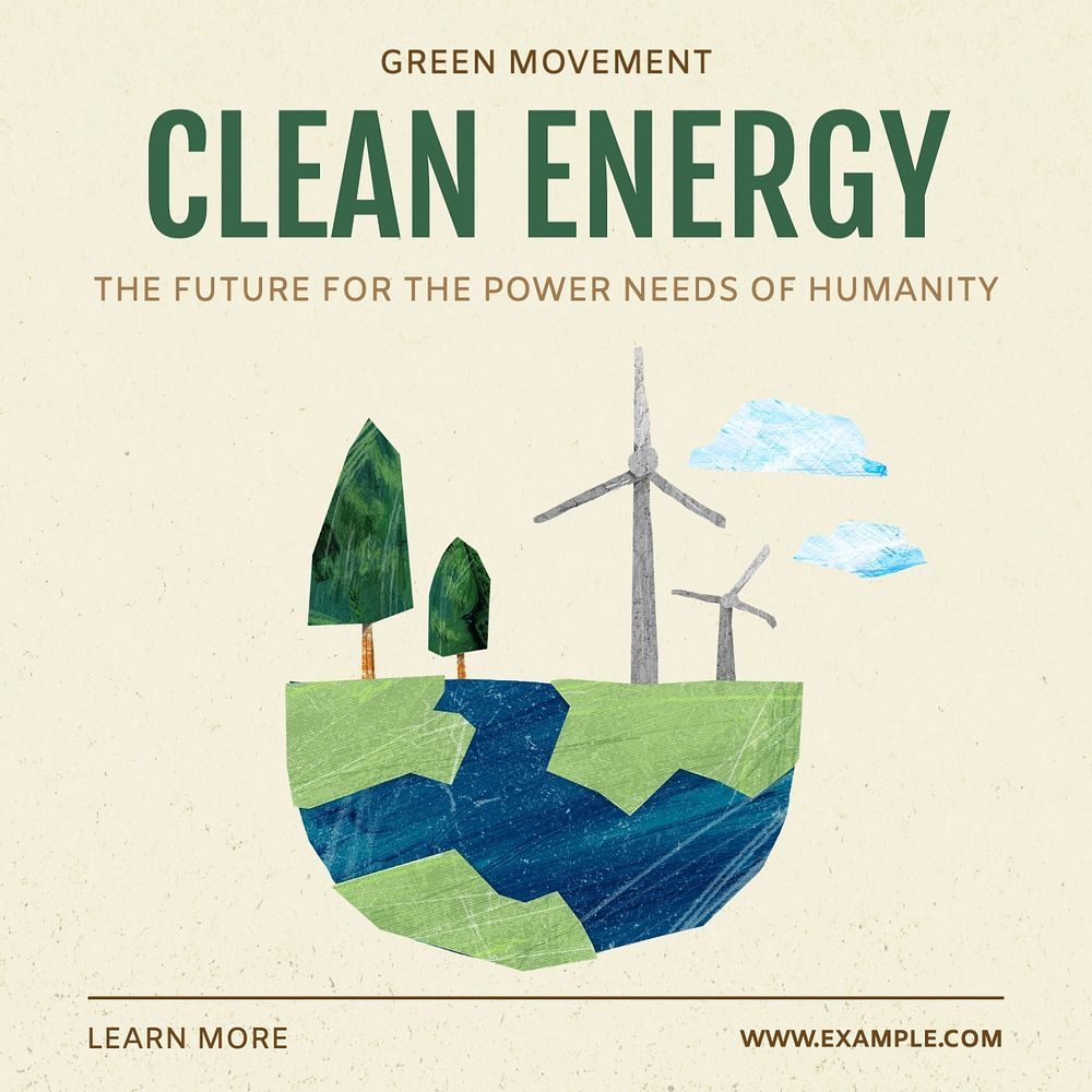 Clean energy post template, editable social media design