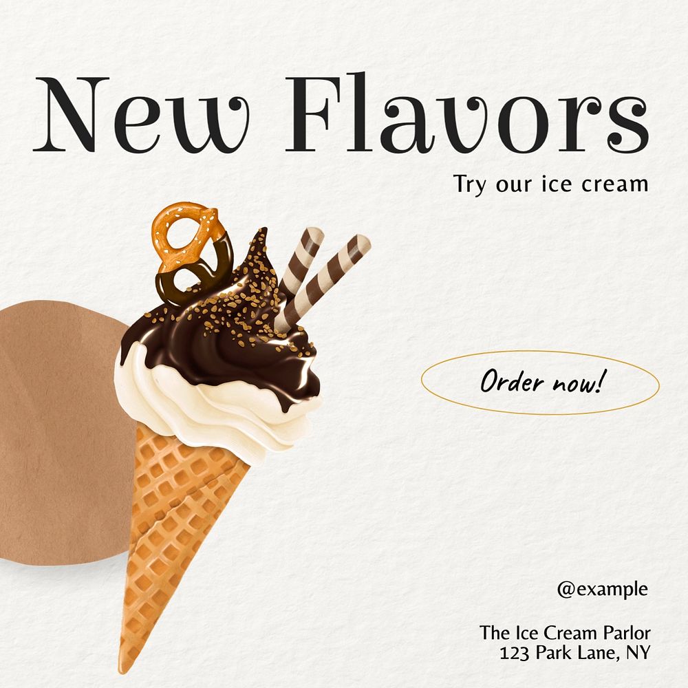 New flavors Instagram post template, editable text