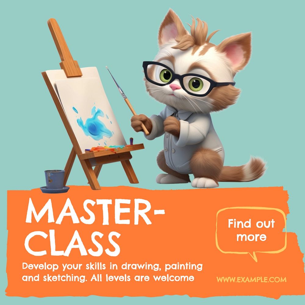 Mastering art class Instagram post template, editable text