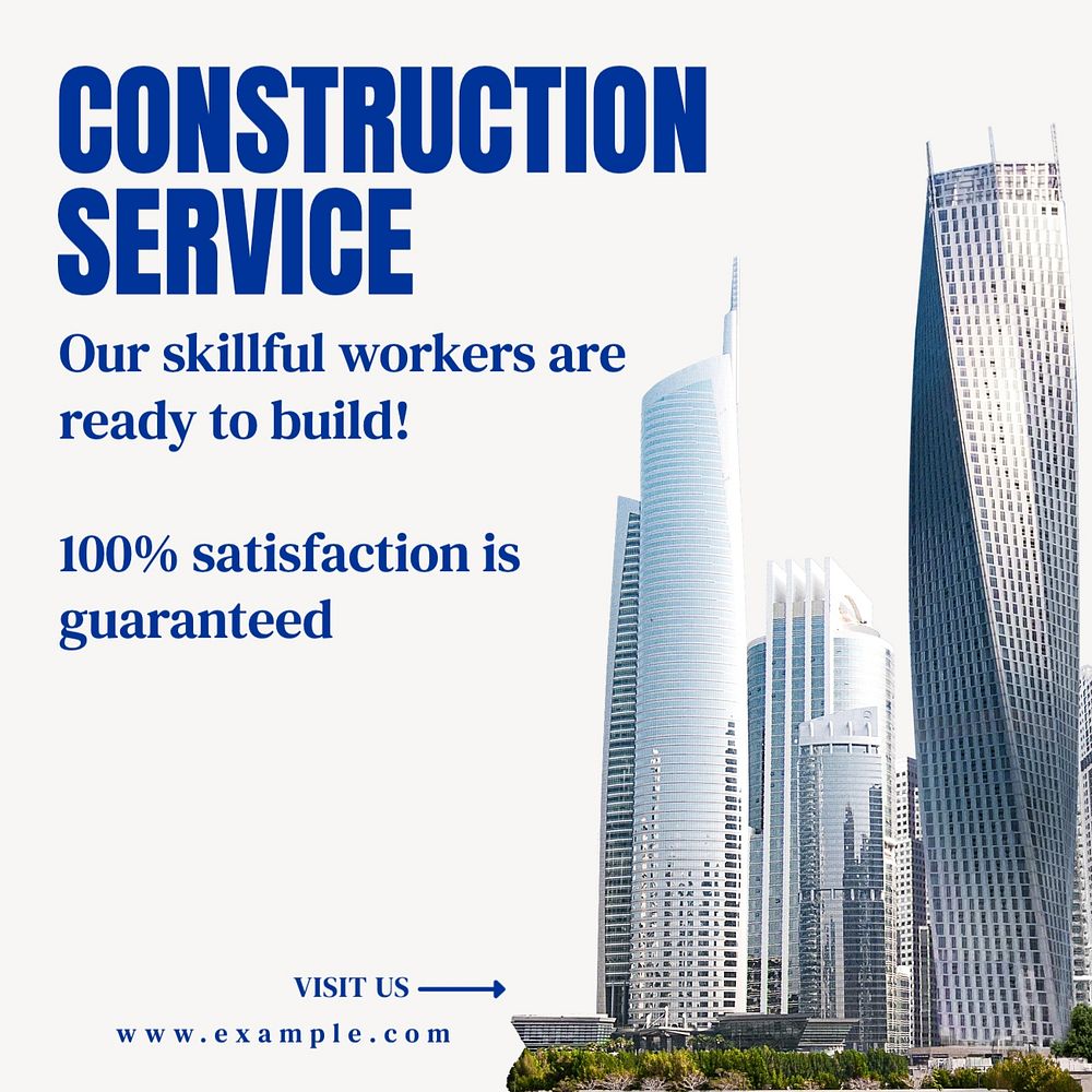 Construction service Instagram post template, editable text