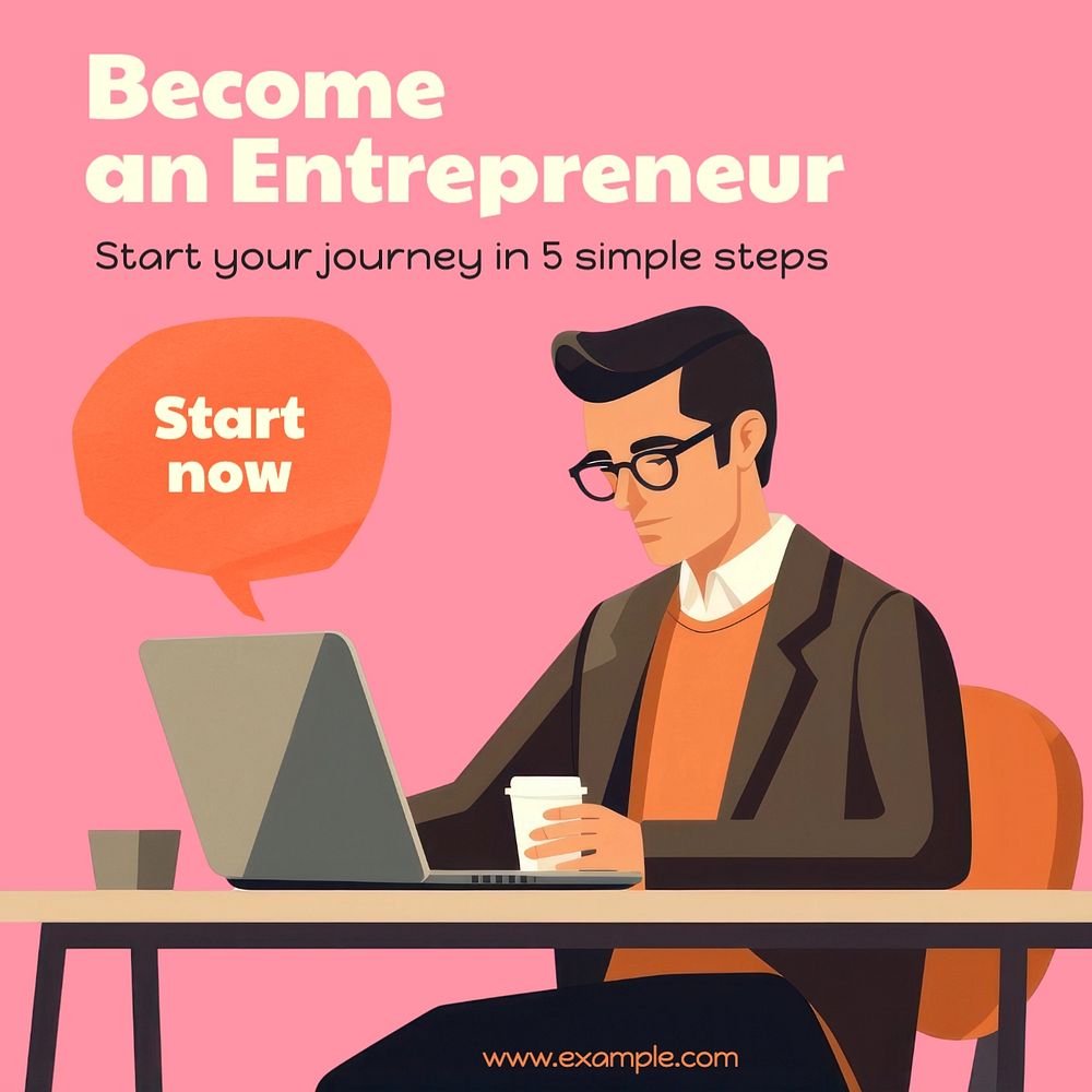 Become an entrepreneur Instagram post template, editable text