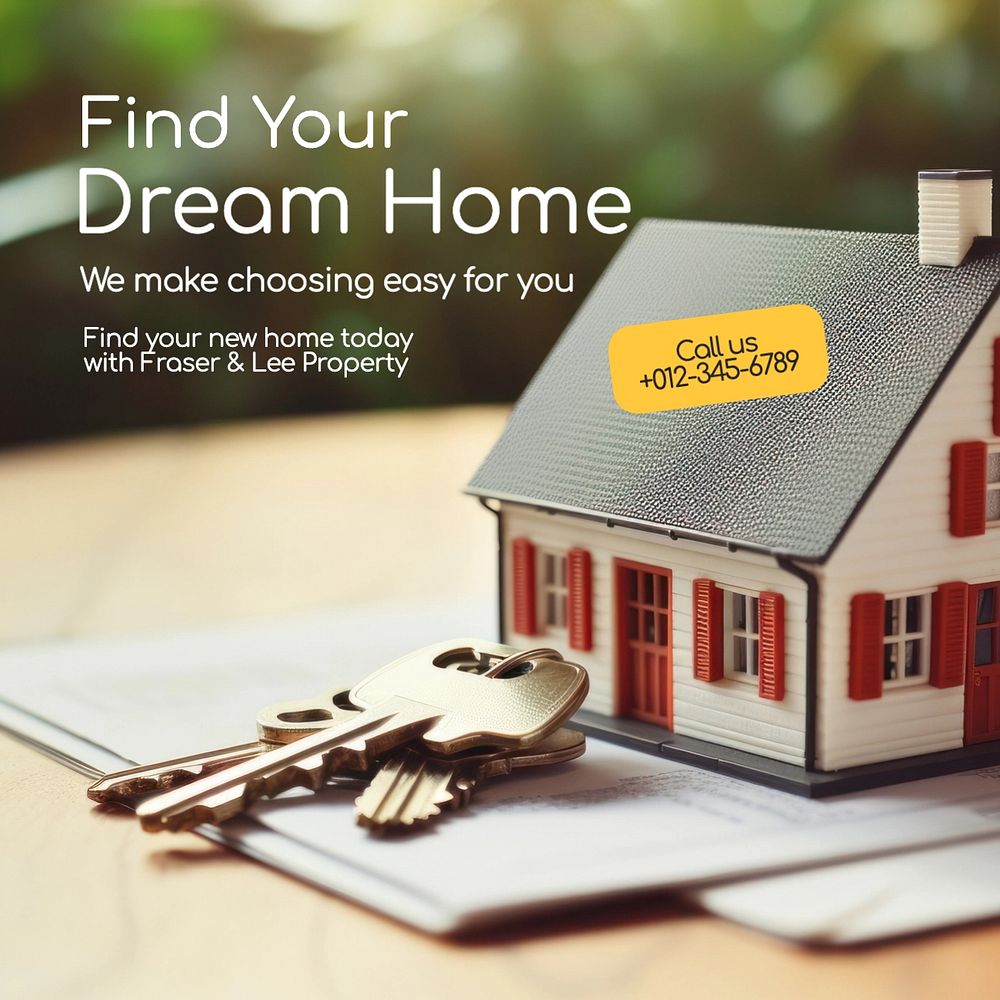 Dream home Instagram post template, editable text