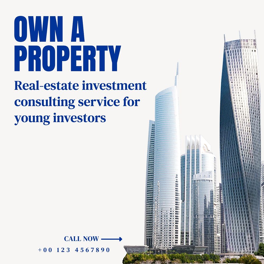 Real-estate investment Instagram post template, editable text