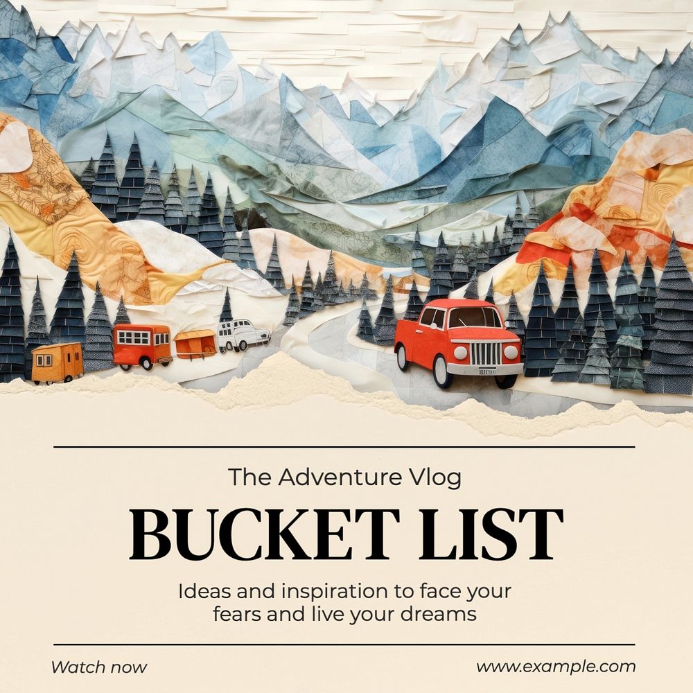 Bucket list Instagram post template, editable text