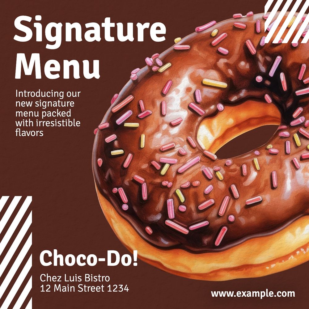 Signature menu Instagram post template, editable text