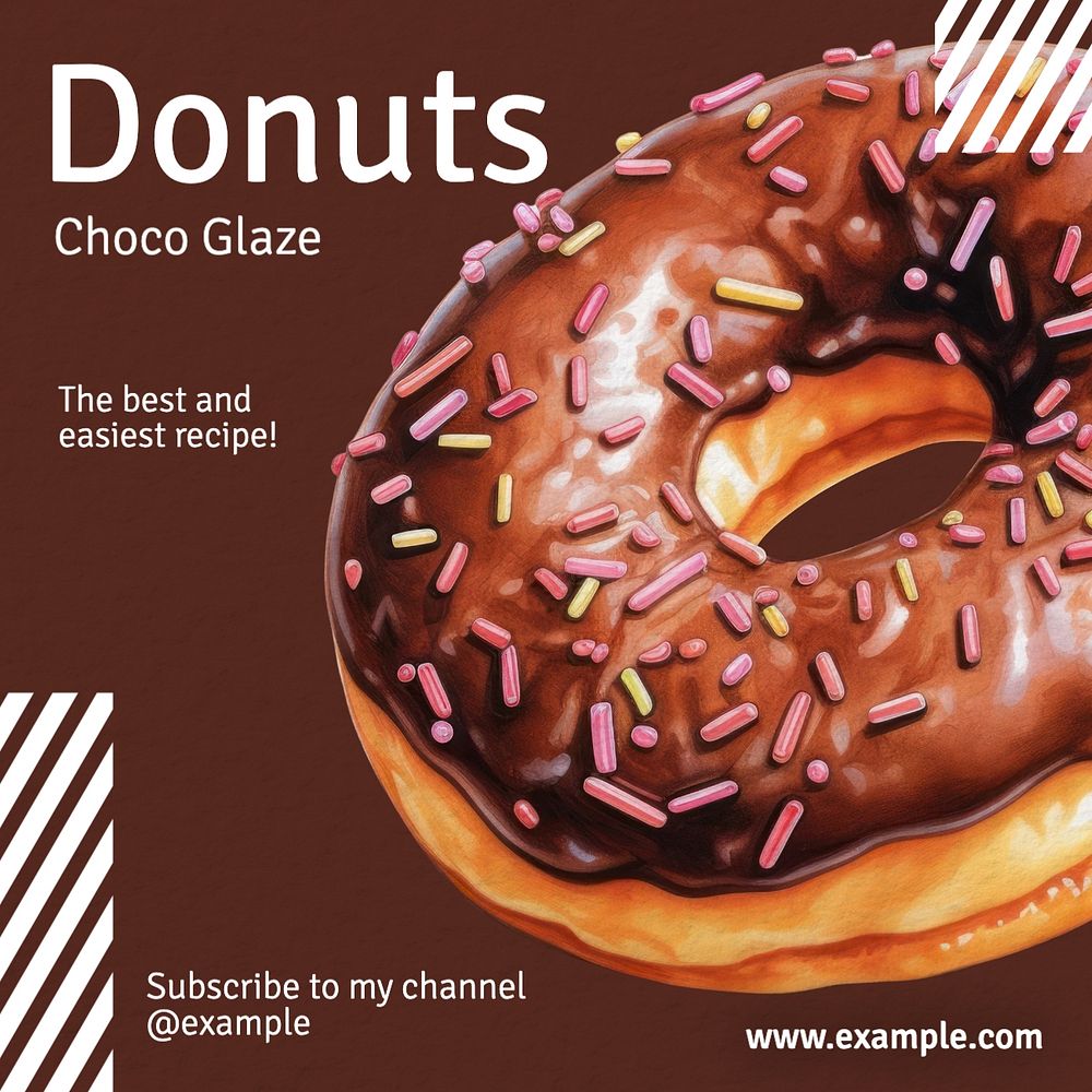 Donut recipe Instagram post template, editable text