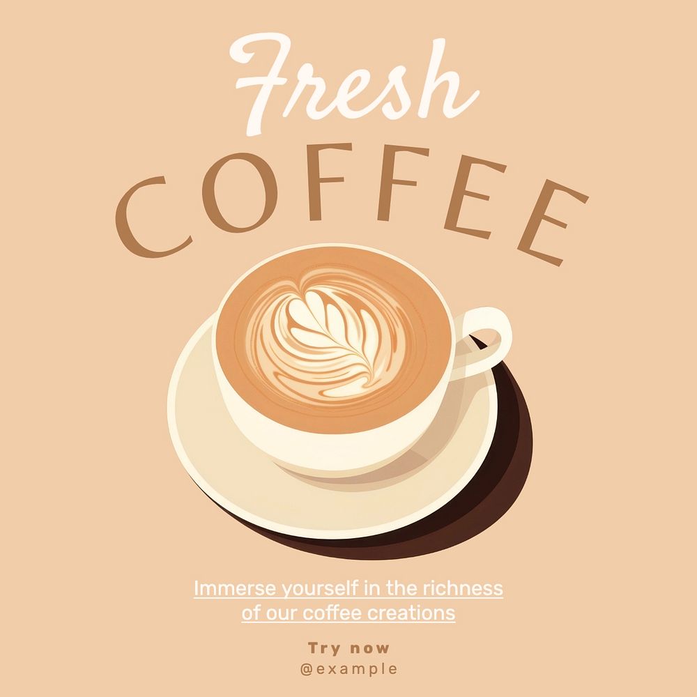 Fresh coffee Instagram post template, editable text