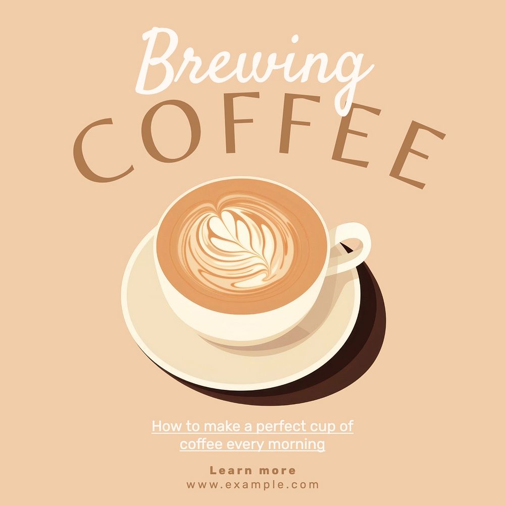 Brewing coffee Instagram post template, editable text