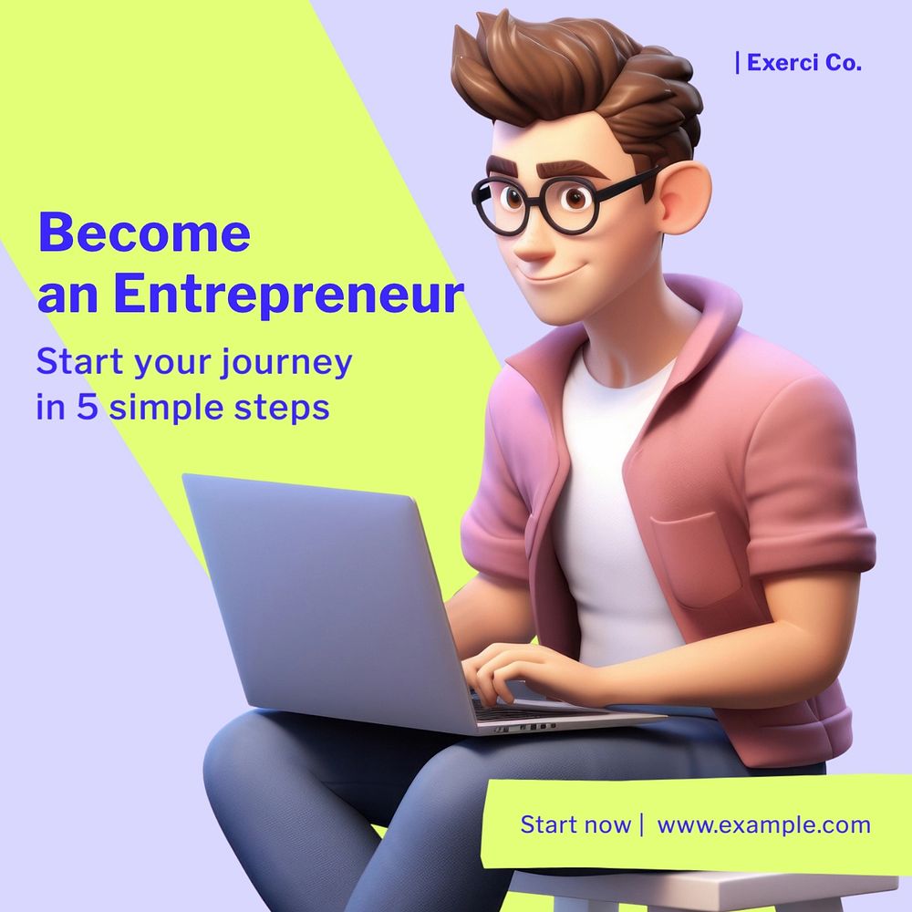 Become an entrepreneur Instagram post template, editable text