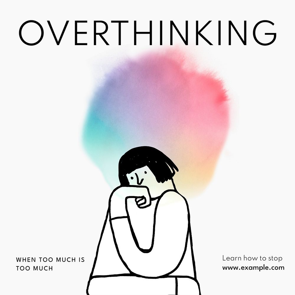 Overthink & stress Instagram post template, editable text