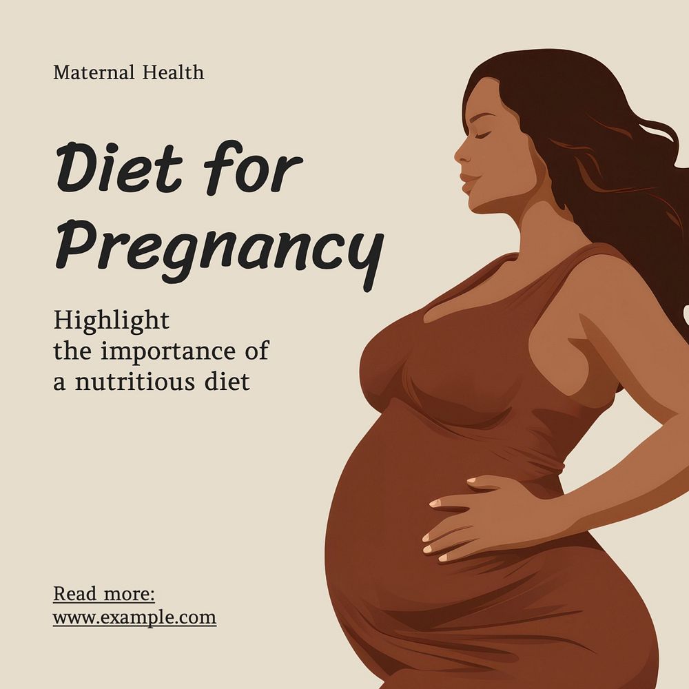 Pregnancy diet Instagram post template, editable text