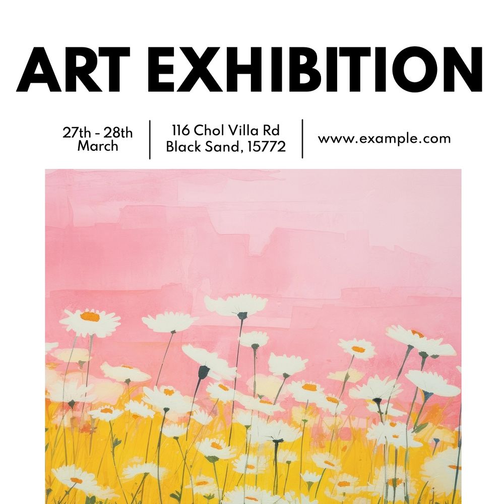 Art exhibition Instagram post template, editable text