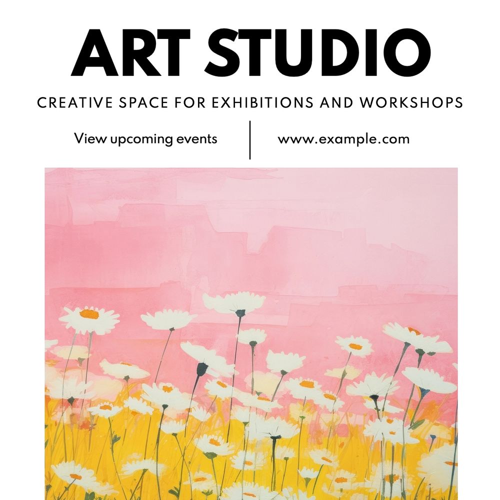 Art studio Instagram post template, editable text