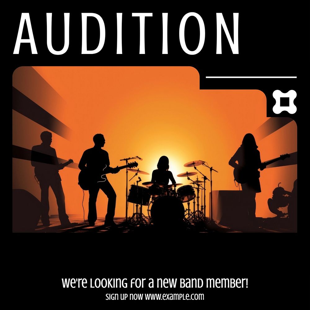 Audition recruitment Instagram post template, editable text