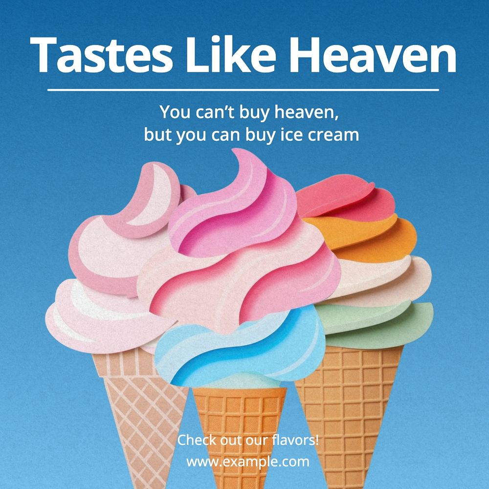 Ice-cream shop Instagram post template, editable text