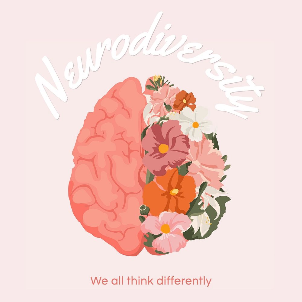 Neurodiversity Instagram post template, editable text